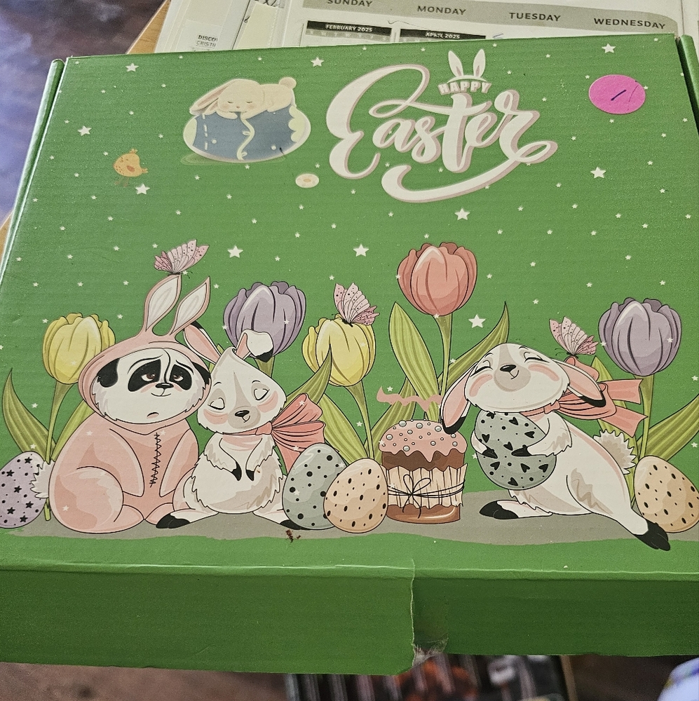Green Easter Box with Bunny Design